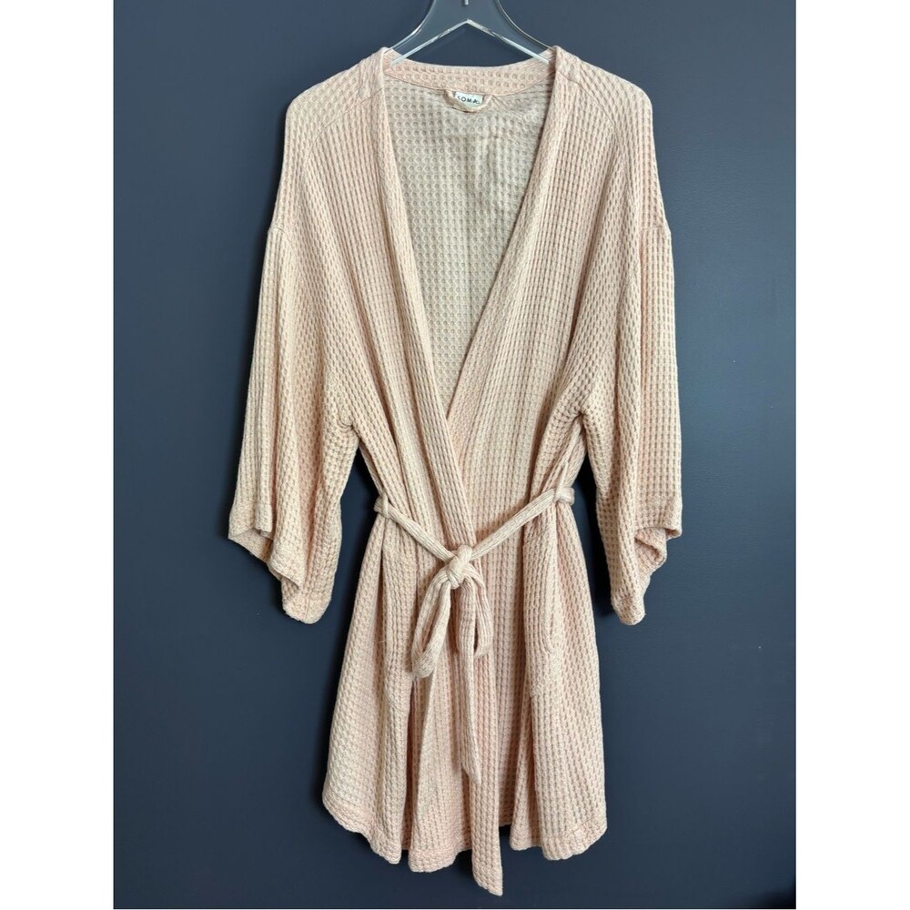 SOMA Light Ballet Pink Waffle Weave Kimono Sleeve Belted Robe Large / XL Cozy